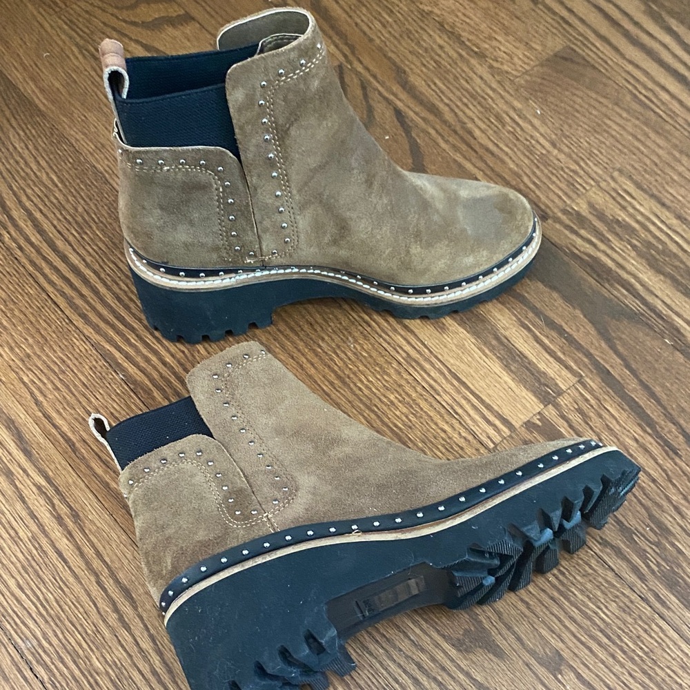Brown Ankle Boots with Studded Trim